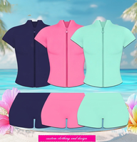 Ensemble 2 pièces short et veste zippée pour femme, coupe ajustée, en Spandex/Nylon, col montant, couleur unie, style streetwear d'été personnalisé, idéal pour l'entraînement