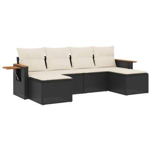 Conjunto de Sofá de Jardín con Reposabrazos Ajustables Grandes en Ratán Sintético Negro - Product Image 2