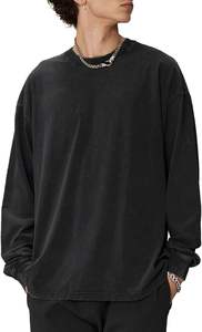 Camisetas de Manga Larga con Logotipo Personalizado OEM, Camisetas Extra Grandes para Hombre, Estilo Vintage, Lavado Ácido, Cómodas, Lisas, Multicolores, Cuello Redondo - Product Image 2