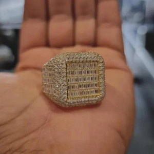 Bague de Luxe Hip Hop Carrée en Argent Sterling 925 Sertie de Moissanite VVS, Bague Tendance pour Homme, à Porter Tous les Jours - Product Image 6