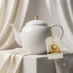 White <b>Ceramic</b> <b>Teapot</b> Elegant Porcelain Tea Pot With Gold Lid Knob Modern Kitchen Teaware Server - Product Image 1