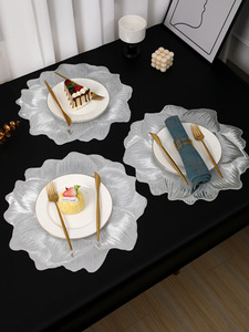 Manteles Individuales Florales Tabletex, Manteles Individuales Dorados, Manteles Individuales de <span class=keywords><strong>Vinilo</strong></span> para <span class=keywords><strong>Mesa</strong></span> de Comedor, Manteles Individuales Metálicos Reutilizables Brillantes Dorados para Bodas - Product Image 2