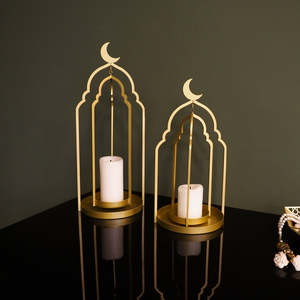 Wholesale Gold Metal Moroccan <b>Lantern</b> Candle Holder Set Decorative Hanging <b>Tealight</b> <b>Lantern</b> for Ramadan Home Wedding Decor - Product Image 4
