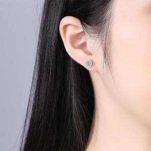 925 Sterling Silver Moissanite Flower Stud Earrings Luxury 1ct VVS Halo Lab Diamond Cluster Solitaire <b>Post</b> Fine Jewelry Unisex - Product Image 2