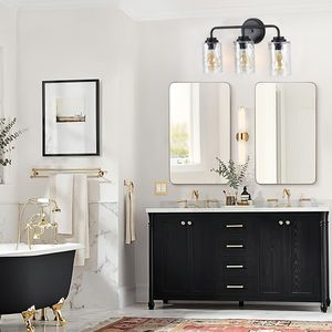 Lampada Industriale da Interno a 3 Luci con Paralume in Vetro Trasparente Stile Ghiacciaio, Realizzata a Mano, Attacco E26 [Senza Lampadina], Illuminazione per Bagno - Product Image 4