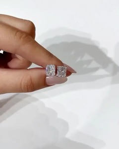 925 Moissanite Classic Radiant Cut 4.0 Carat 4 Prong <b>Set</b> Trendy Women's <b>Stud</b> <b>Earrings</b> Sterling <b>Silver</b> White Yellow Gold Plated - Product Image 4