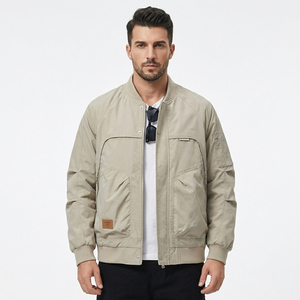 Men's Eco-Friendly Varsity Casual Jacket Zipper Closure Front Logo <b>Stand</b> Collar Long Length Cotton Filling Worsted Fabric Silk - Product Image 3