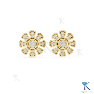 Lab Grown Diamond Floral Daisy <b>Stud</b> Earrings 8-Petal Pave Cluster 14K/18K Solid Gold Women's Jewelry for Wedding Anniversary - Product Image 5