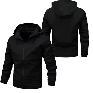 Casual <b>Men</b> Windbreaker <b>Jacket</b> With Hood - Fashionable Outdoor Sports Thin Coat Black - Product Image 1