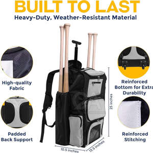 Sac à dos de baseball extra large Bagnex 600D 50-70L unisexe antichoc pour équipement de batte avec logo personnalisé pour l'entraînement et les tournois - Product Image 4