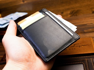 Personalized Handwritten <b>Wallet</b> Personalized Slim <b>Wallet</b> Fathers Day Gift Minimalist Leather <b>Card</b> <b>Holder</b> LCR-0051D - Product Image 4