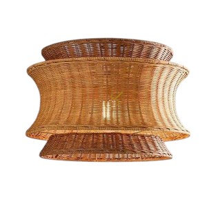 Wholesale Tiered Rattan Lampshade <b>Black</b> Cylinder Woven Pendant <b>Light</b> <b>Shade</b> Creative Handwoven Ceiling Hanging Lamp Fixture - Product Image 5
