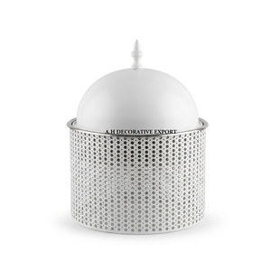 Luxury White Perforated Round Chafing Dish Stainless Steel <b>Buffet</b> Food Warmer with Dome Lid Modern Wedding Catering <b>Servers</b> - Product Image 3