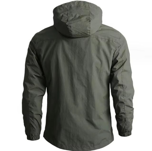 Chaqueta Impermeable con Capucha para Hombre, Cuello Alto, Cierre de Cremallera Frontal, Chaqueta Deportiva Cortavientos para Otoño - Product Image 5
