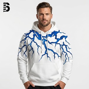 Sweat-shirt à capuche blanc pour homme, coupe classique, tricoté, décontracté, 100 % coton, écologique, respirant, pour l'hiver, service OEM - Product Image 1