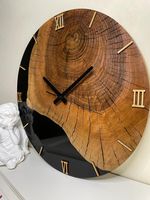 Handmade Wooden Hanging Quartz Epoxy Resin Live Edge Wood Mirror Acrylic Numbers Modern Minimalist Design Silent Wedding