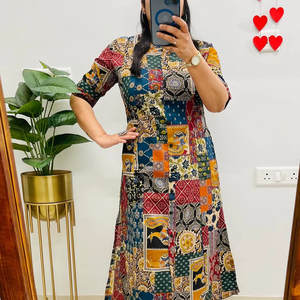 Ensembles coordonnés imprimés en coton 100% naturel, coupe midi évasée, écologiques, confortables pour le quotidien, style décontracté estival - Product Image 1