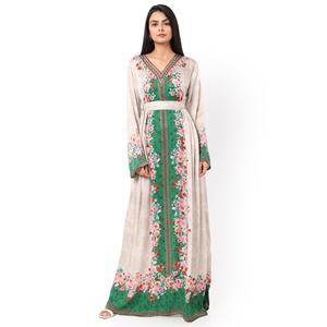 Robe caftan à broderie arabe Robe musulmane à manches longues Robe longue arabe Farasha Kaftan - Product Image 4