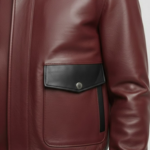 Breathable for <b>Leather</b> Front Logo Casual Jacket for Winter Jacket Men Stand Collar Canvas High Quality Windproof Anti-Bacterial - Product Image 5