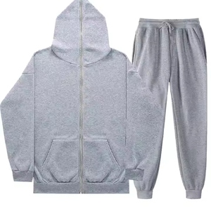 Unisex Black Hooded Tracksuit Full Zip Hoodie With Side Pockets And Drawstring Joggers Casual Autumn Wear For Adults - Product Image 2