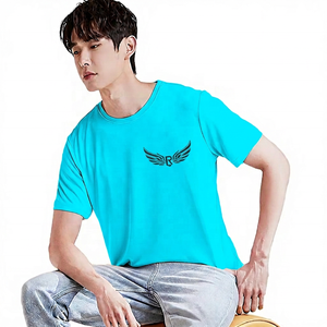 เสื้อยืดคอกลมแขนสั้นสีเบจสำหรับผู้ชาย พิมพ์ลายโลโก้ ทรงปกติ ผ้าเจอร์ซีย์คอตตอน ระบายอากาศได้ดี - Product Image 2