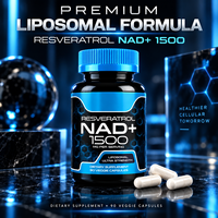 Capsules de Resvératrol et de NAD Plus, 90 unités, 1500 mg par portion, formule liposomale, antioxydant, complément alimentaire pour la vie quotidienne