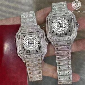 Charm Jewellis Luxury Stainless Steel <b>Diamond</b> <b>Watch</b> Rectangle Analog Quartz Date Display Folding Clasp 38mm Unisex - Product Image 3