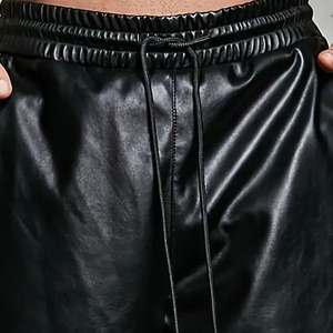 In One Solid Black Color Comfortable & Stylish Premium Quality Fashion Wear Fully Customized Made In Pakistan <b>Leather</b> <b>Shorts</b> - Product Image 6