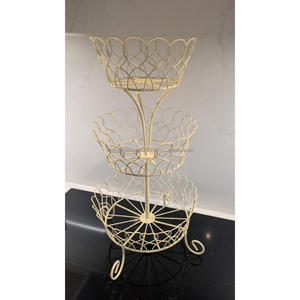 Anti Slip Metal <b>Wire</b> 3 Tier Tall Farmhouse Style Fruits Basket Decorative Kitchen Countertop & Floor Display Fruis Basket Latest - Product Image 1