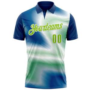 เสื้อฟุตบอลซับลิเมชั่นแบบกำหนดเอง เสื้อโปโลแขนสั้นผู้ชาย โพลีเอสเตอร์ สีไล่เฉดฟ้าเขียว ระบายเหงื่อได้ดี ทรงปกติ - Product Image 2