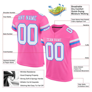 Camiseta de Fútbol Rosa Personalizada, Malla Azul Celeste, Auténtica, Sublimada, de Alta Calidad, Ropa Deportiva - Product Image 4