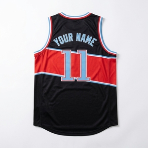 Conjunto de Uniforme de Baloncesto Personalizado de Primera Calidad en Negro y Rojo para Hombre, Camiseta sin Mangas con Nombre del Equipo Impreso y Pantalones Cortos - Product Image 4