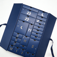 Boîte de calendrier de l'avent à 24 tiroirs en matériaux recyclés avec gaufrage et revêtement UV pour emballage cadeau de Noël cosmétique et beauté