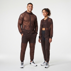 Conjunto Deportivo de Malla Transparente con Sudadera con Capucha y Pantalones, 100% Poliéster, Secado Rápido, Estilo Urbano - Product Image 6
