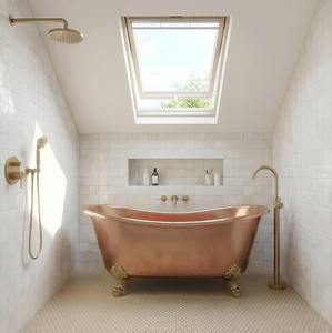 อ่างอาบน้ำทองแดงแบบตีลายทันสมัย อ่างอาบน้ำแบบลอยตัวระดับไฮเอนด์สำหรับการปรับปรุงห้องน้ำสุดหรูและสไตล์ตกแต่งภายในที่สง่างาม - Product Image 3