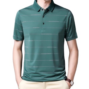 เสื้อโปโลผู้ชาย แขนสั้น ลายทาง ผ้าถัก ทรงปกติ สีชมพู - Product Image 3
