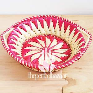 Cesta Abierta Hecha a Mano con Hierba Moonj Natural, con Asa, Ecológica, Duradera, Mini, Multiusos - Product Image 3