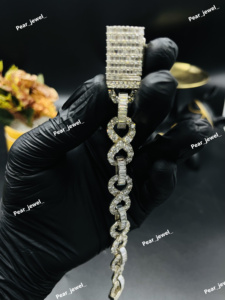 Pulsera de Lujo con Diamantes de Corte Redondo y Eslabones Infinitos, Engaste de Canal con Corte Baguette, Pulsera Unisex para Uso Diario - Product Image 5