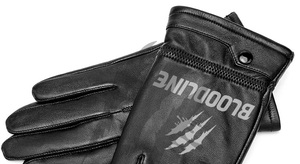 Gants en cuir BLOODLINE, longueur poignet, doublure en fausse fourrure, thermiques, pour l'hiver, style punk, pour l'extérieur - Product Image 6