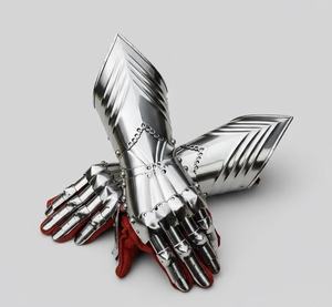 Medieval Knight Gauntlets Silver Plated Steel <b>Gothic</b> Armor <b>Gloves</b> Articulated Full Hand - Product Image 2
