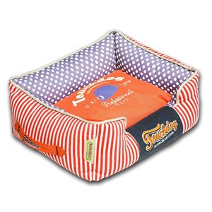 Polka Striped Polo <b>Easy</b>-Wash Rectangular Dog <b>Bed</b> Fashionable Pet <b>Bed</b> - Product Image 1