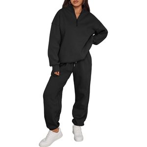 Trendy Queen Womens 2 pièces tenues manches longues demi-fermeture éclair sweats et au-dessus du genou polaire Joggers disponibles dans les tailles XL et 4XL - Product Image 5