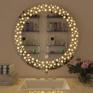 Scandinavian Design Bathroom <b>LED</b> <b>Wall</b> <b>Mirror</b> with Touch Sensor Beveled Edge 18x18 Inch 3 Light Effects - Product Image 3