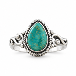 Green <b>Turquoise</b> Pear Shape Silver Handmade <b>Ring</b> Western Boho Statement Gemstone Jewelry Fashion <b>Ring</b> for Women - Product Image 4