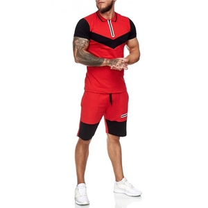 Men's Color Blocking Polo Shirt Set <b>White</b> Black Summer Casual Knitted Breathable Two Piece Sportswear Shorts set - Product Image 5