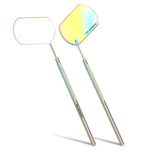 Miroir cosmétique carré à long manche en acier inoxydable, finition chromée, design personnalisé, pour vérifier les faux cils, maquillage beauté - Product Image 1