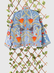 เสื้อแจ็คเก็ตผ้าฝ้ายปักลายดอกไม้ด้วยมือ แขนยาว คอจีน ไซส์ใหญ่ สำหรับผู้หญิง สไตล์พรีเรียชิค ใส่ได้ในฤดูใบไม้ผลิ - Product Image 3