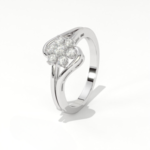 Anillo de Lujo Aarinya Celestial Rosette Collection con Diamantes Cultivados en Laboratorio, Chapado en Oro de 14K, Diseño Floral de 7 Piedras y Cinta Escultural, Certificado IGI - Product Image 6