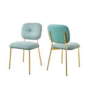 Set di 2 Sedie da Pranzo Moderne Beige e Verdi, Sedie da Cucina Contemporanee con Gambe in Metallo Salvaspazio - Product Image 2