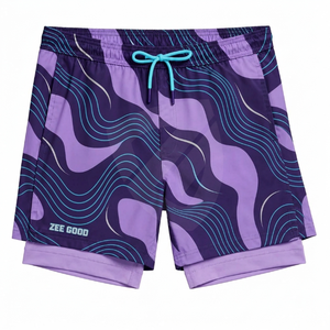 Wholesale 2-in-1 Summer Sports Workout Gym <b>Shorts</b> <b>Men</b> Breathable Quick Dry Lining Custom Logo Solid <b>Pattern</b> Mid Waist Sporty - Product Image 2